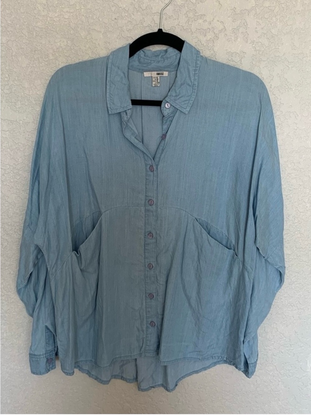 Amuse Society Light Blue Button-Front Oversized Shirt